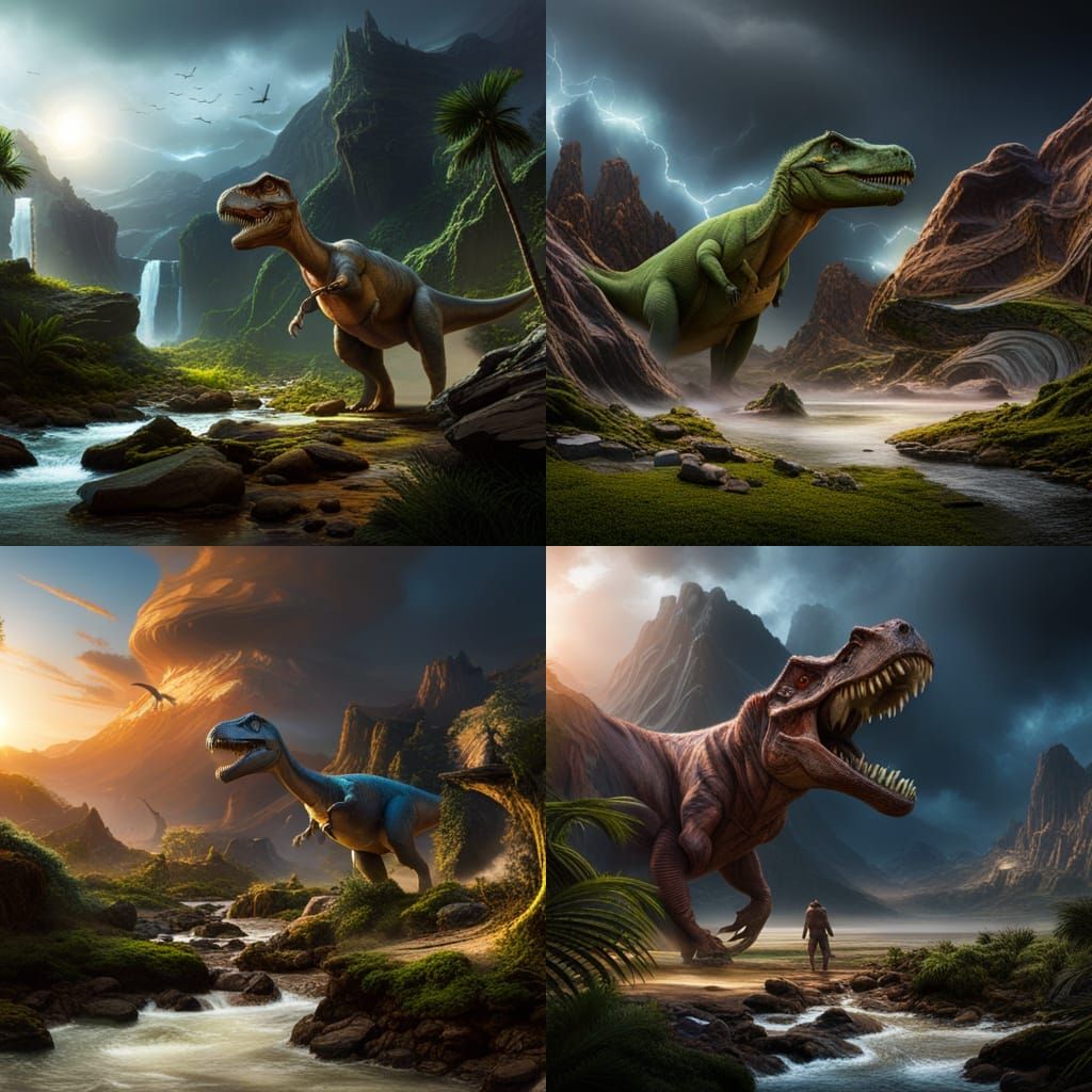 Detailed Dinosaur Matte Painting in Deep Color