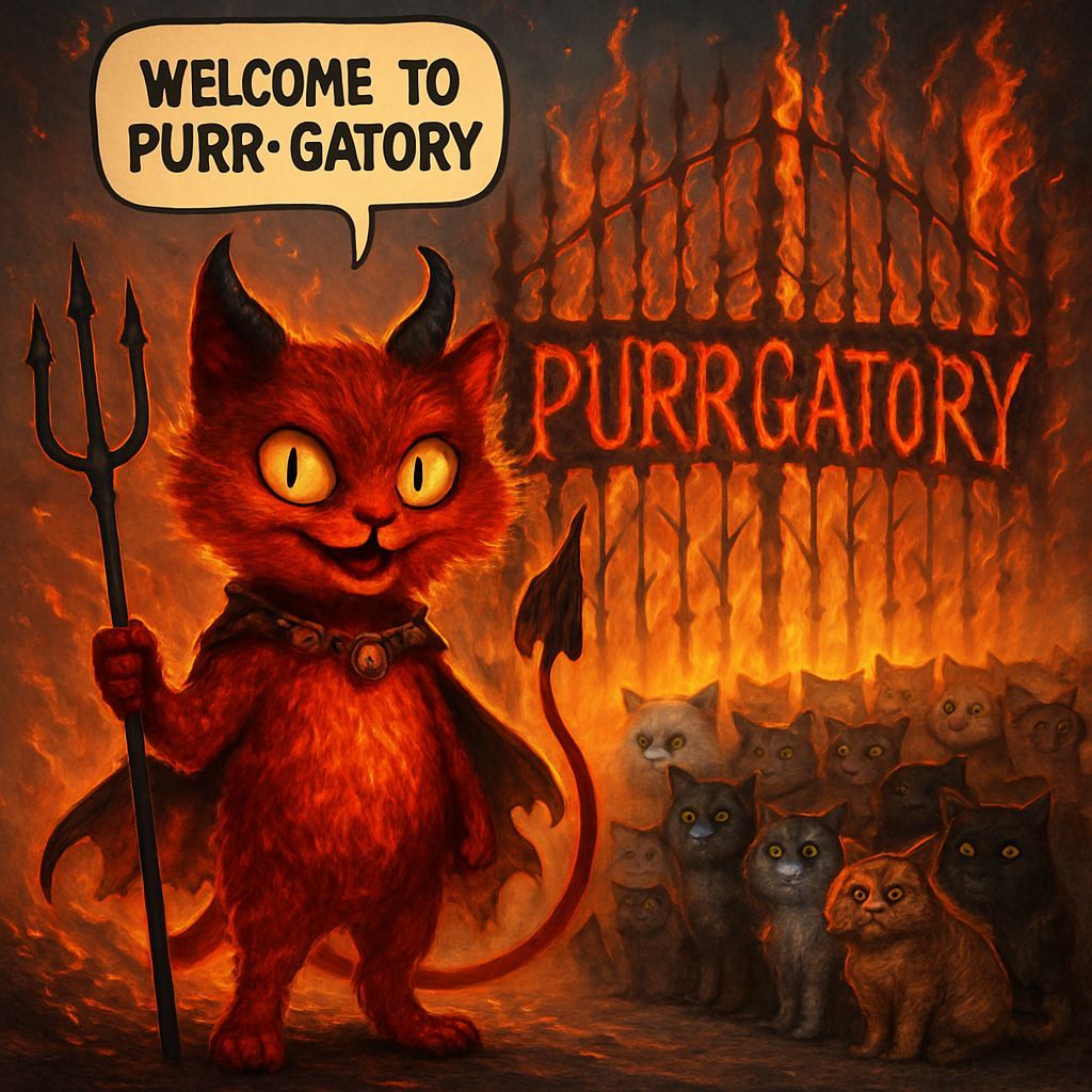 Detailed Cat Devil at the Gates of Purrgatory
