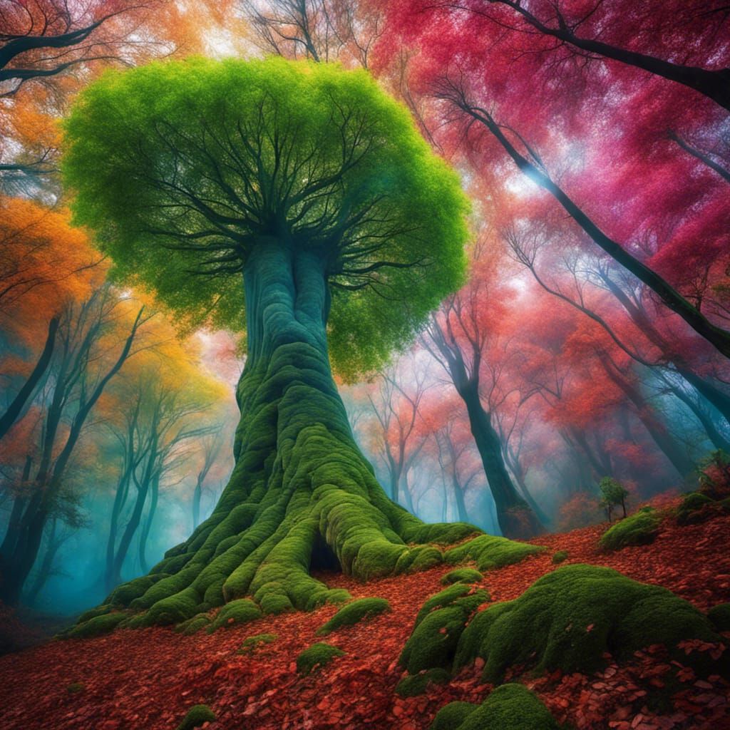 Sentient Trees Roam a Vibrant World