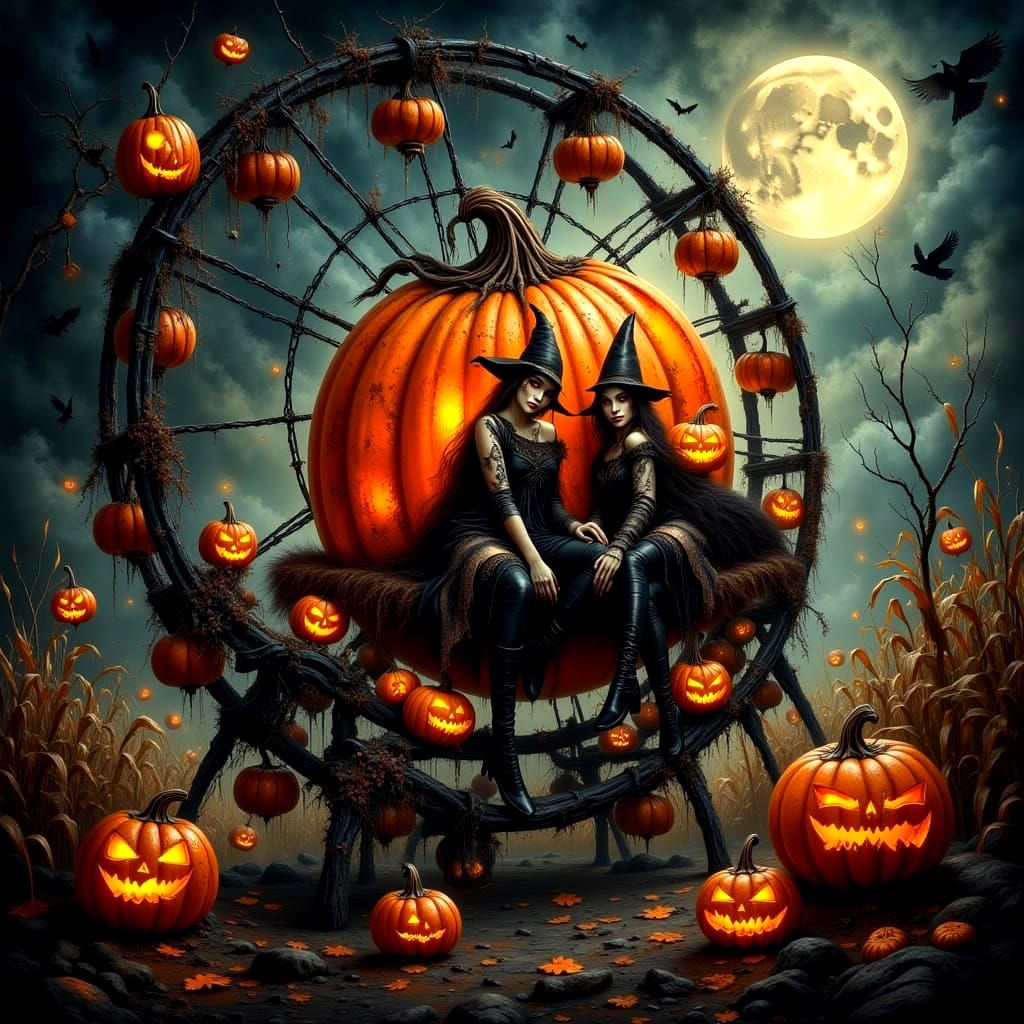 Witches on the Pumpkin Wheel