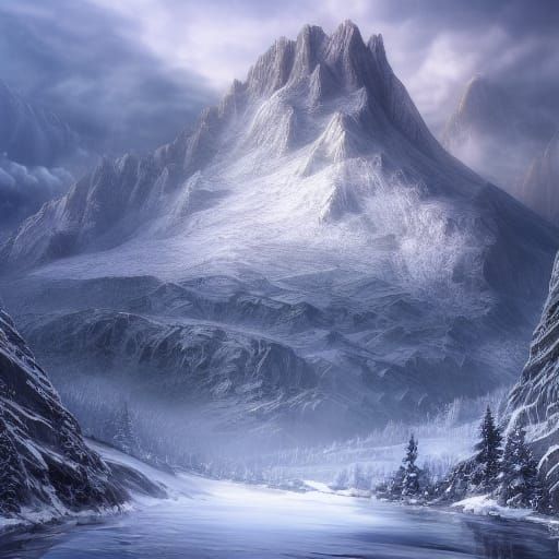 Winter on Mount Olympus: Epic Digital Painting