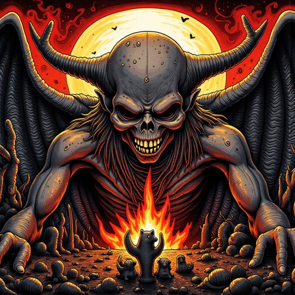 Metal Album Art with Sunset Horror Theme