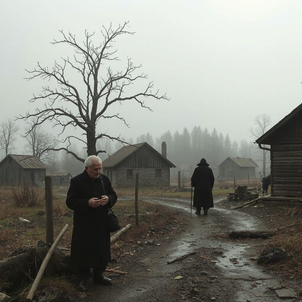 Dystopian Village in Tarkovsky and Bergman Style