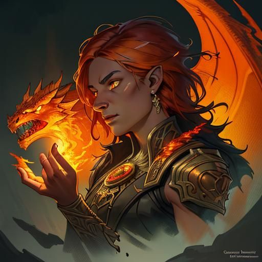 Half-Dragon Portrait in Dark Fantasy Style