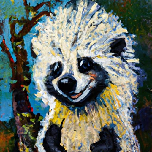 Happy Little Skunk Portrait in Expressionist Style