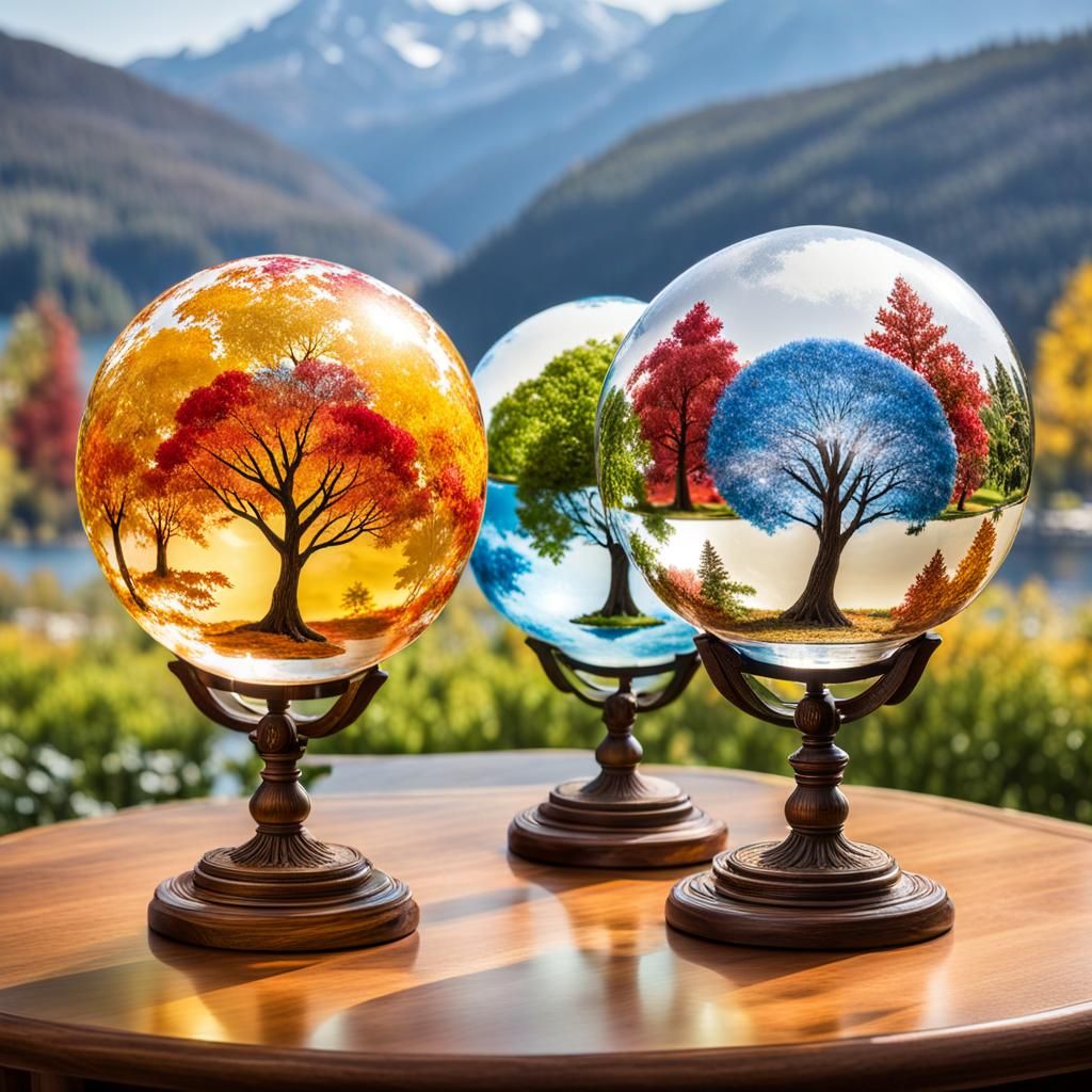 Four Seasons in Glass Globes
