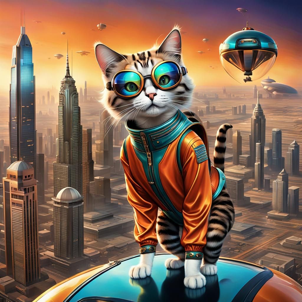 Dame Noor Arrives in Marsport: Art Deco Cityscape