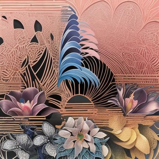 Kaleidoscopic Floral Pattern in Vibrant Colors