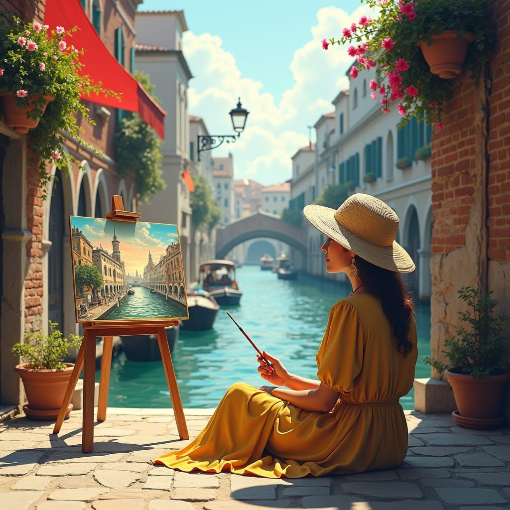 Venice Street Scene as a Matte Painting