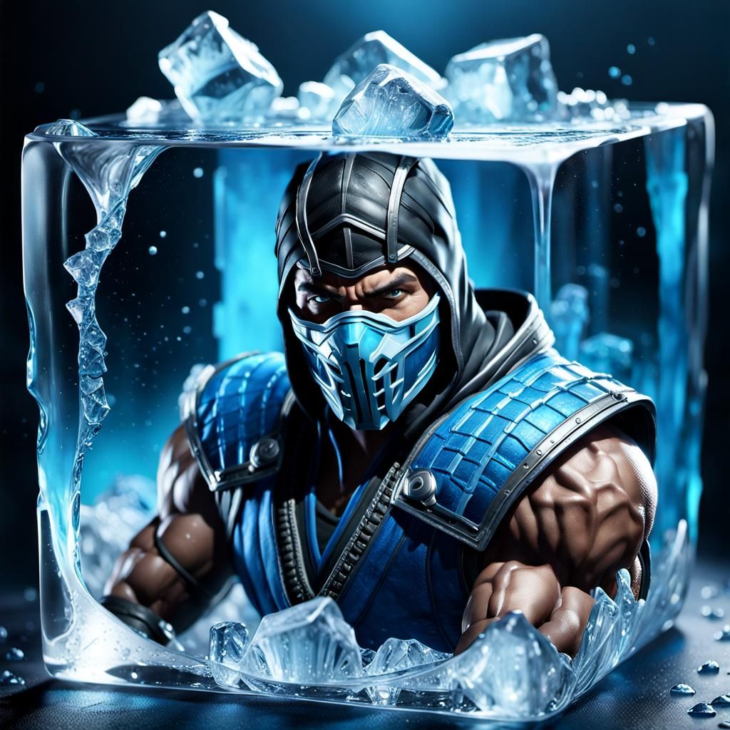 Sub Zero Encased in Ice: Hyperrealistic Concept Art