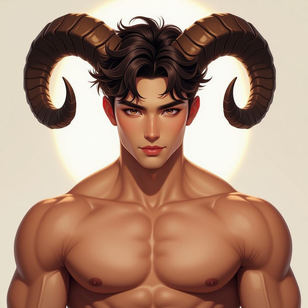 Handsome Muscular Devil in Realistic Anime Style