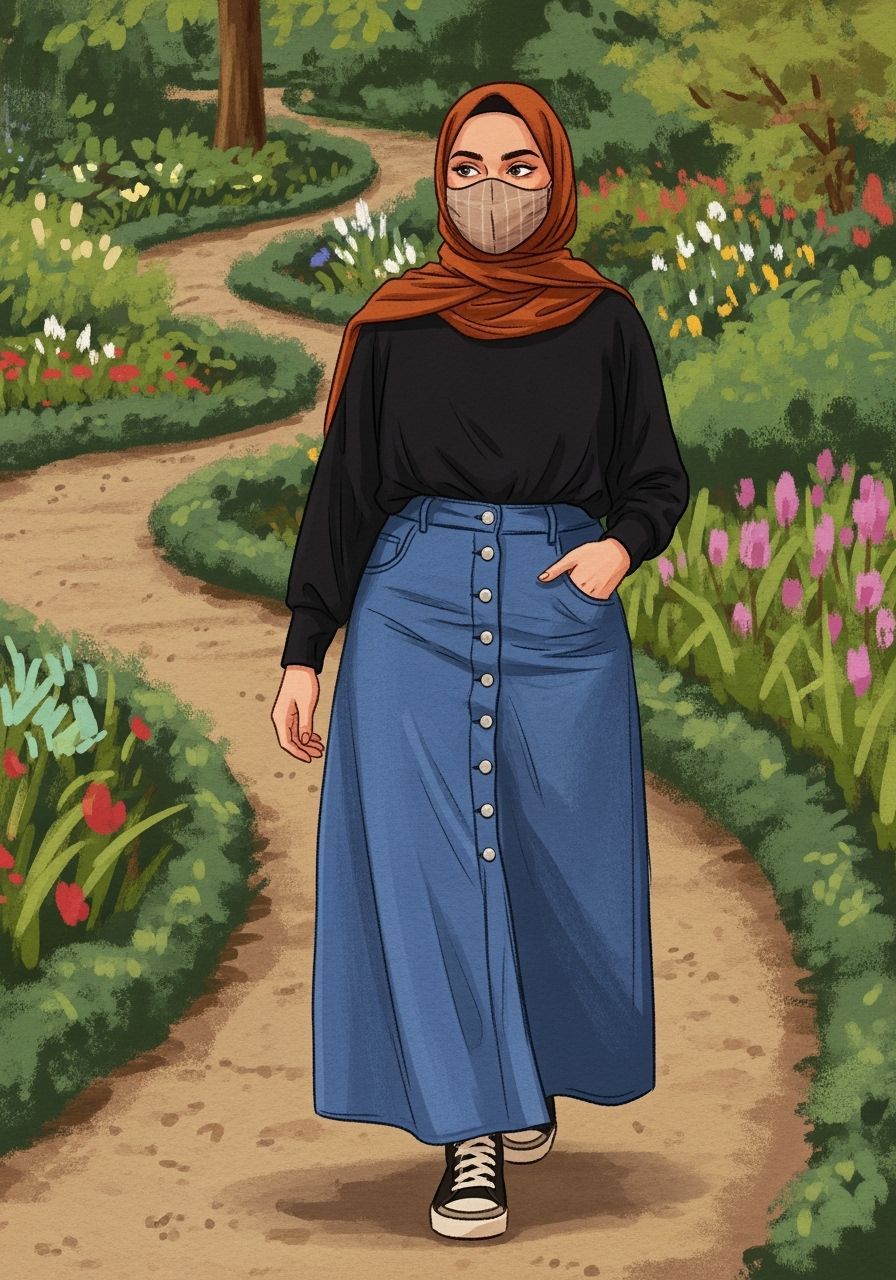 Woman in Botanic Garden in Painterly Style