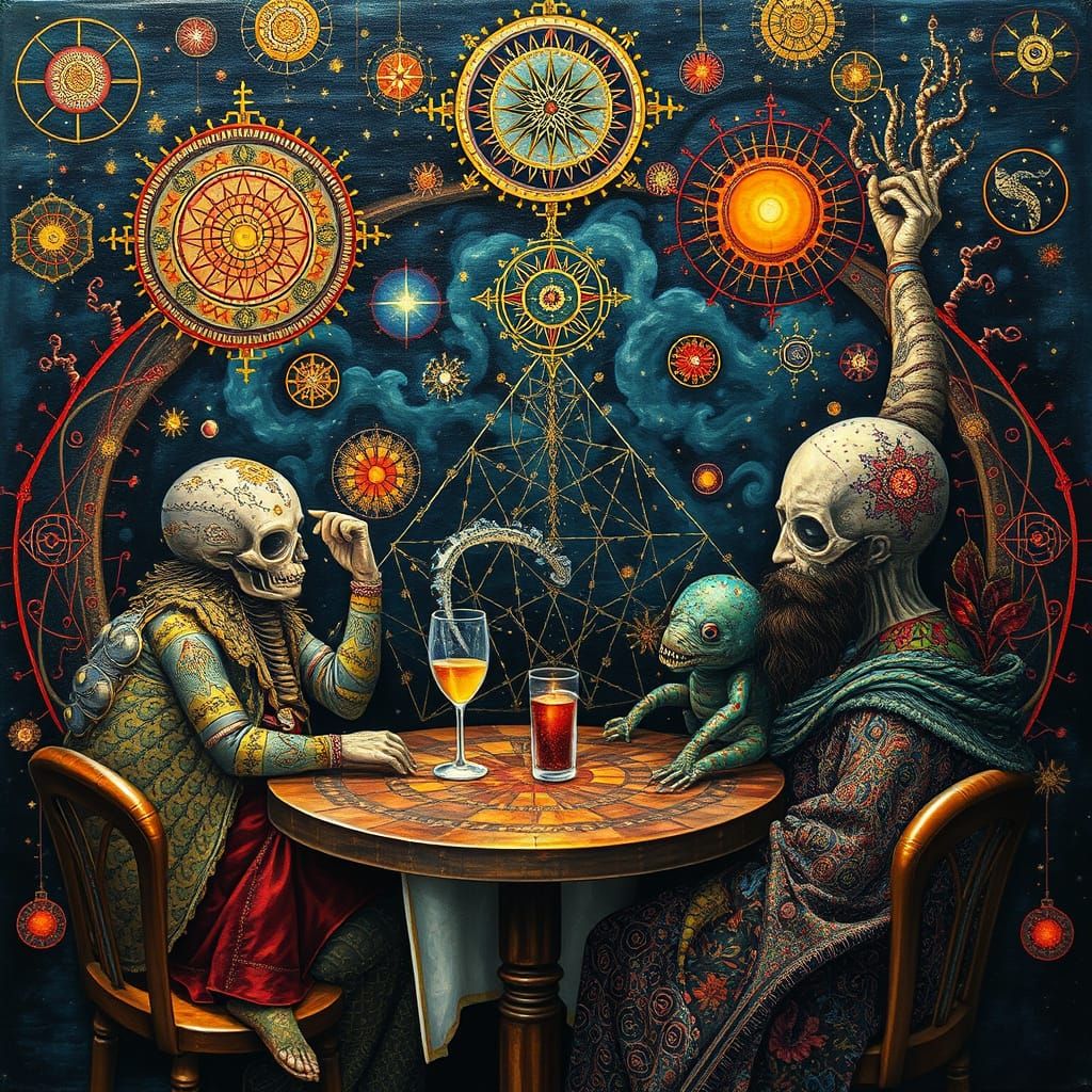 Psychedelic Sacred Geometry Utopia in Bosch Style