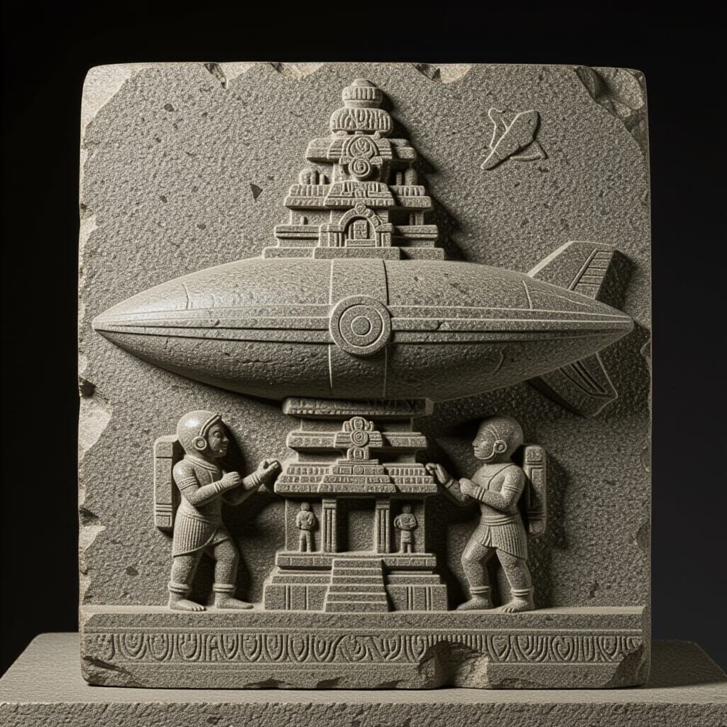 Prehistoric Indian Sculpture of Vimana Spaceship
