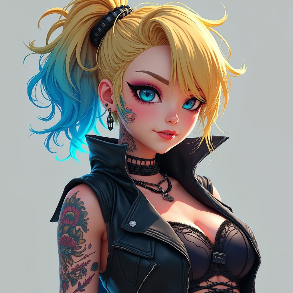 Cyberpunk Goddess in 3D Anime Style