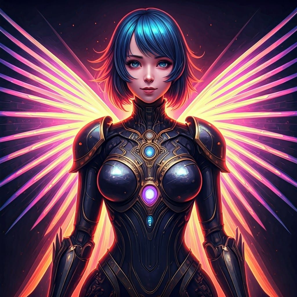Glamorous Cyberpunk Android Fairy