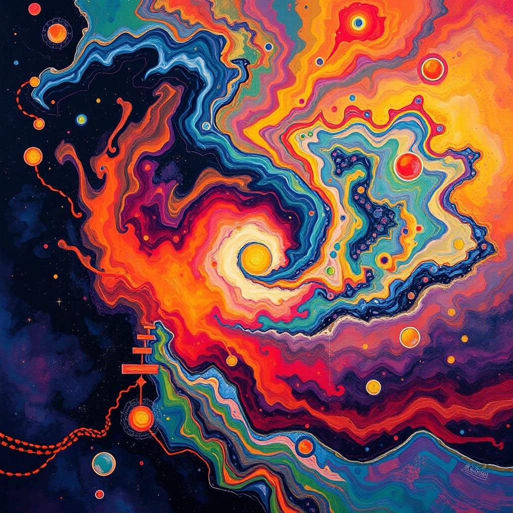 Cosmic Energy Unfolding: Abstract Expressionist Art