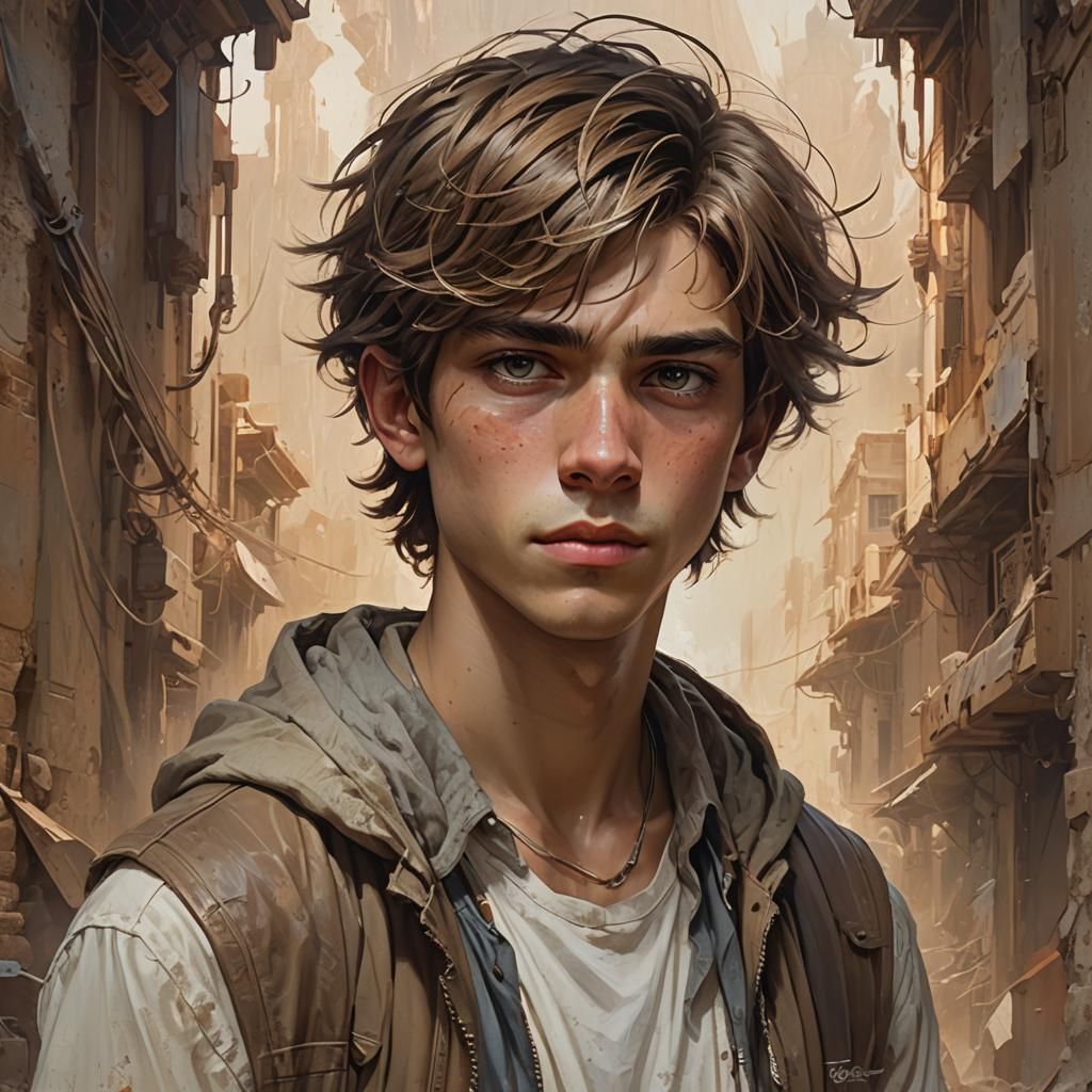 Dynamic Teenage Hero in Mystical Portait