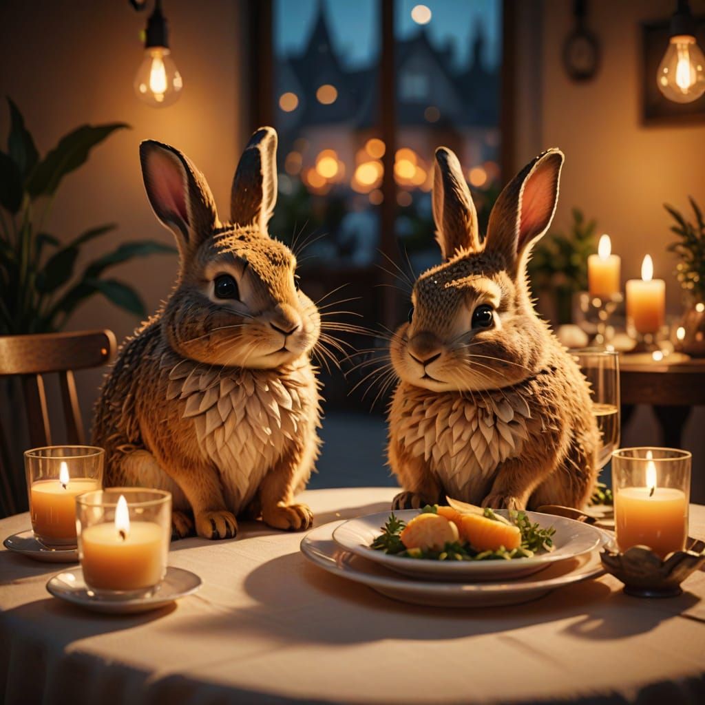 Hare and Hedgehog's Whimsical Candlelit Date