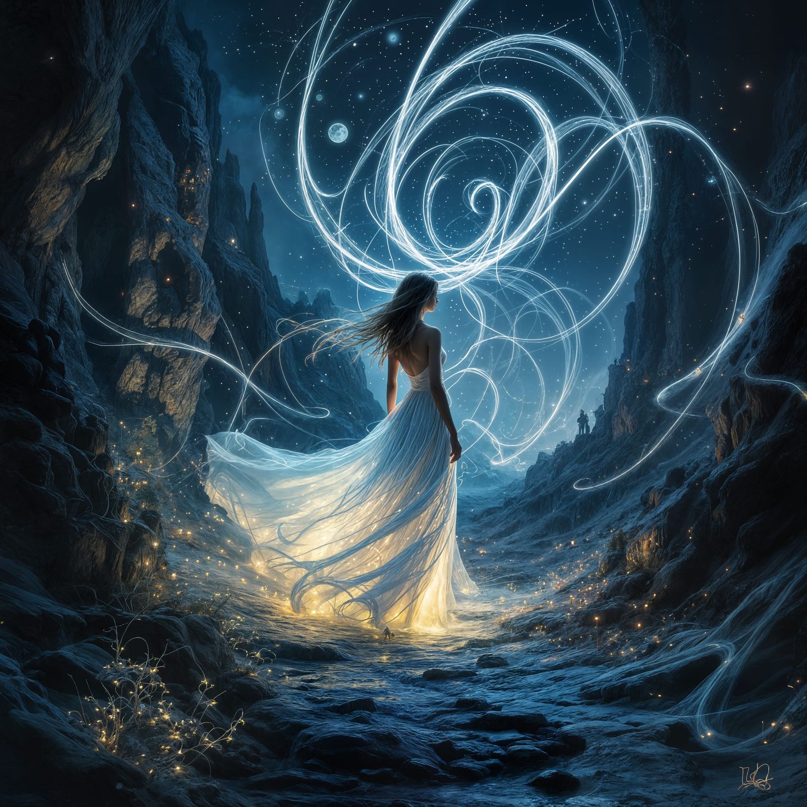 Luminous Cyberpunk Tendrils in Dreamlike Atmosphere