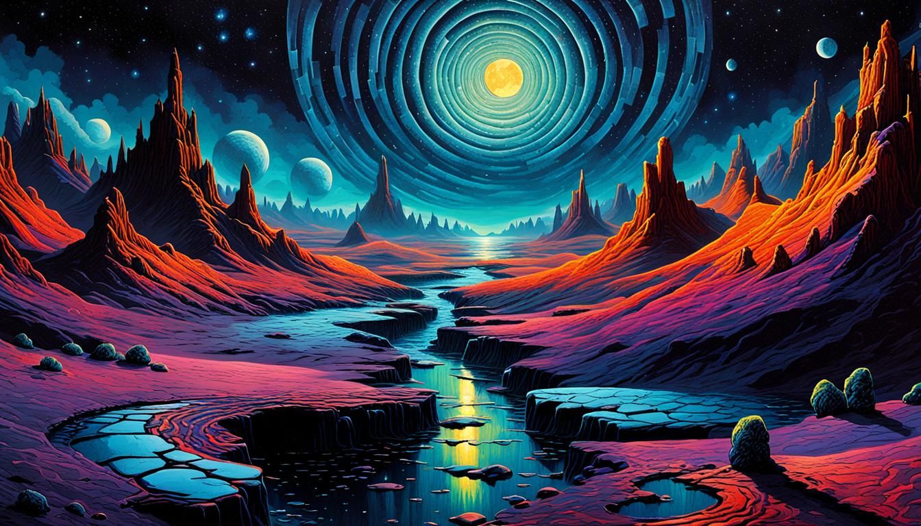 Galactic Moonscape with Cosmic Colors