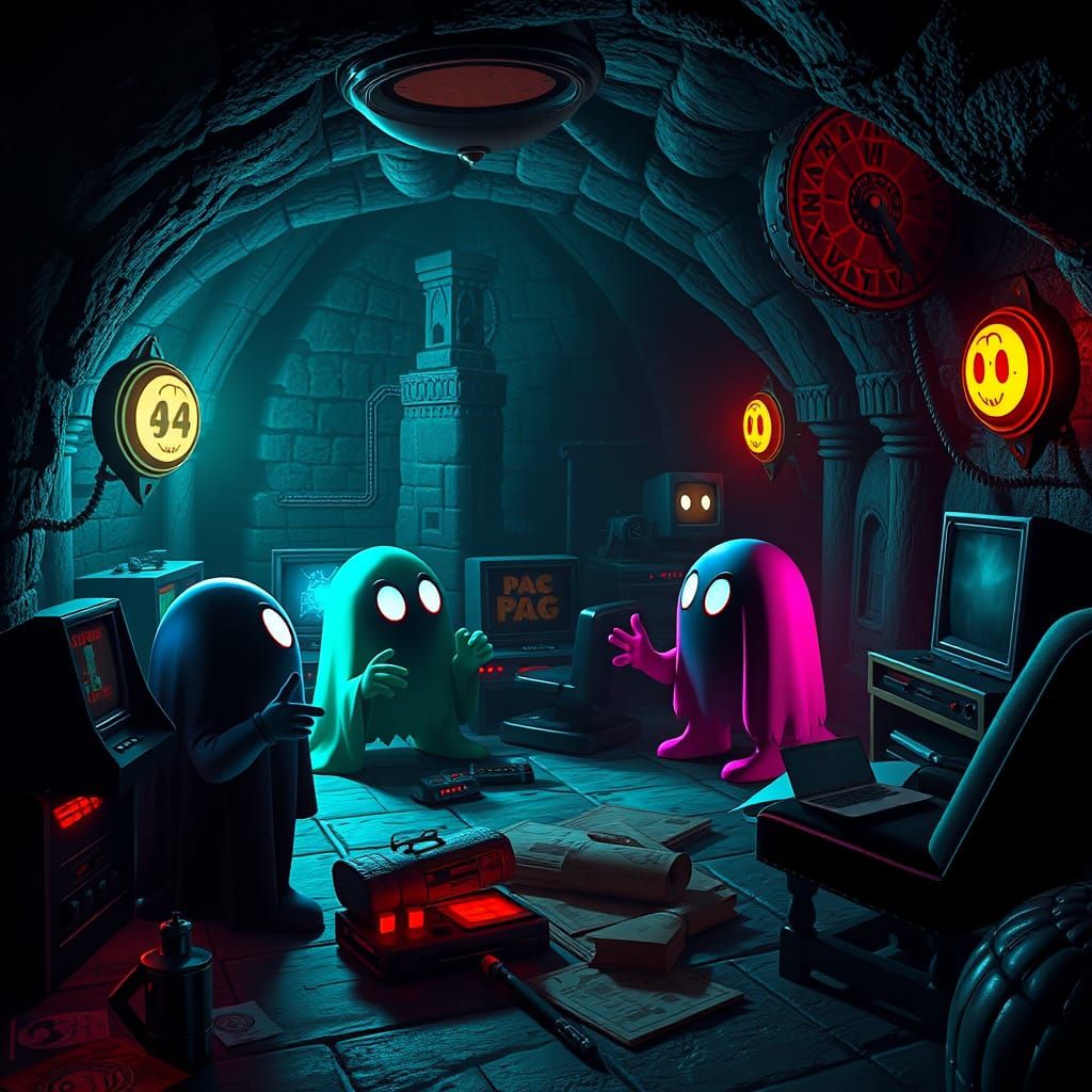 Pac-Man Ghosts Plotting Revenge in Secret Lair