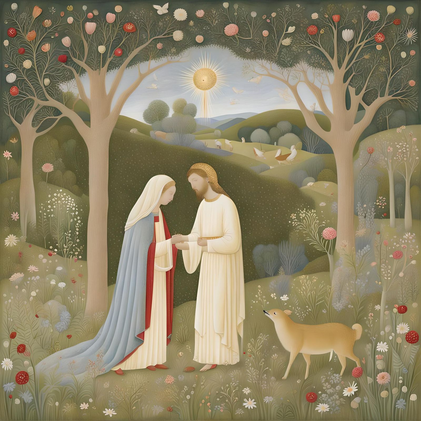 Jesus and Mary Magdalene in Fra Angelico Style