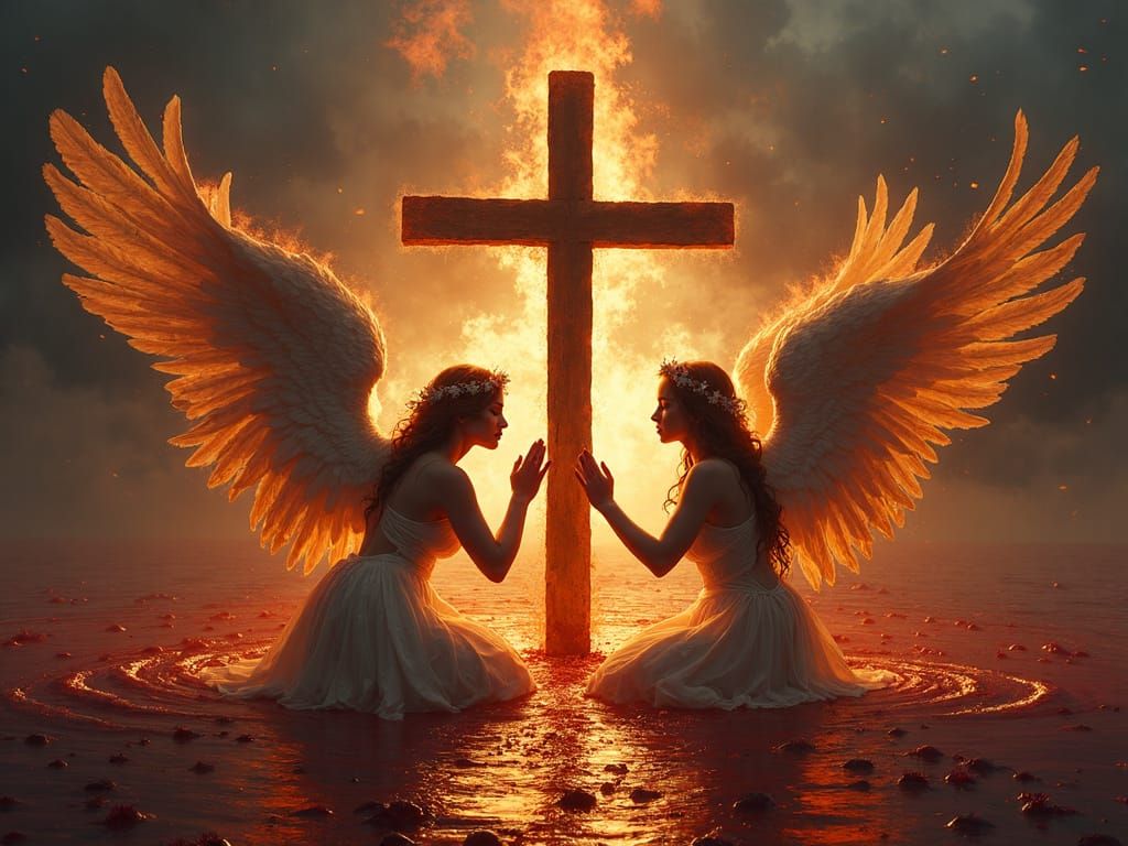 Fallen Angels Praying in Blood Ocean