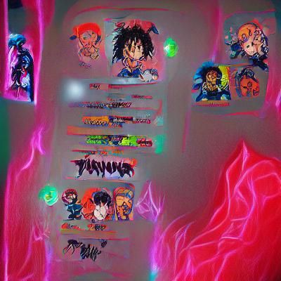 Anime Neon Poster Art Featuring Tanjiro and Friends