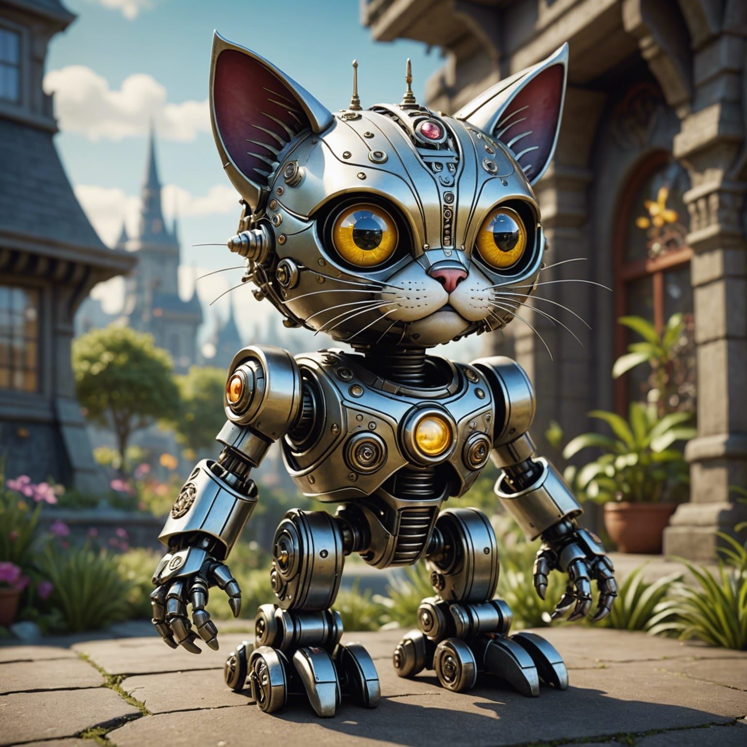 cute little retro toy cat robot