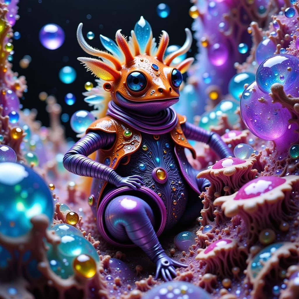 Futuristic Frog in Dystopian Sci-fi Scene