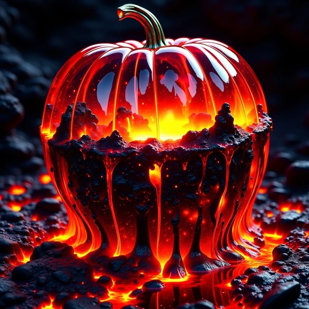 Surreal Lava Landscape with Chrome and Wax Textures