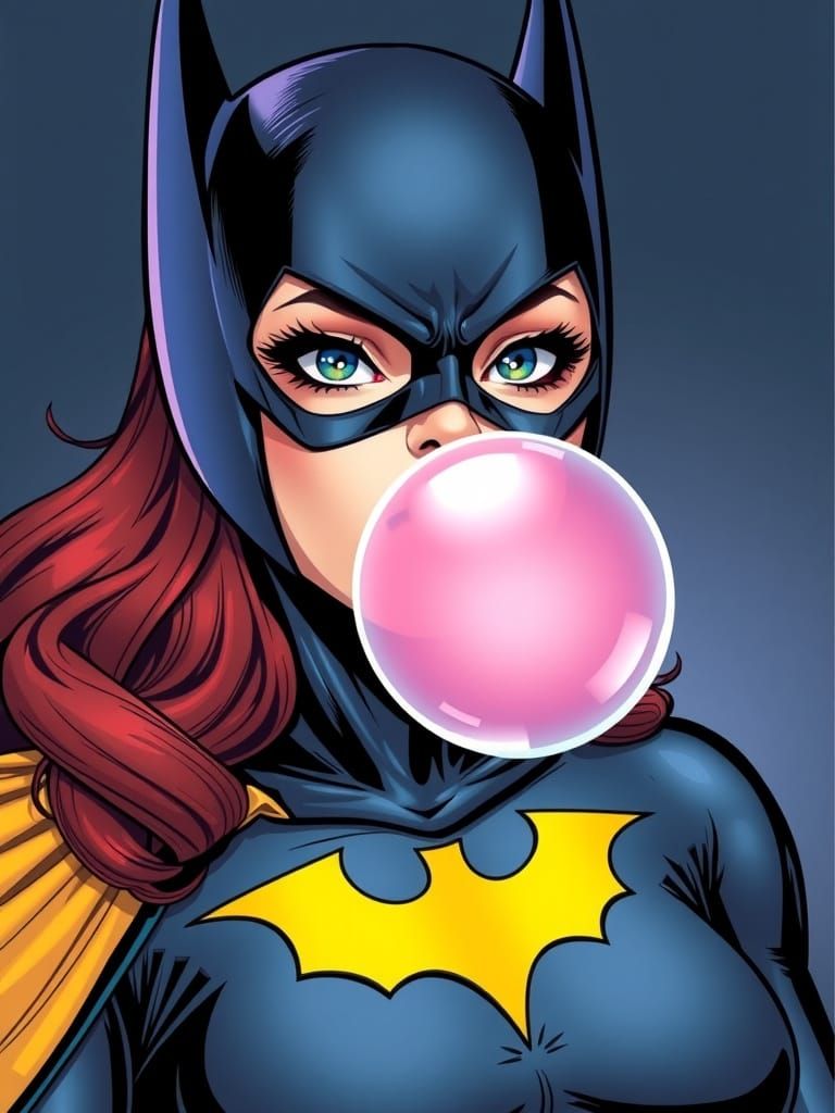 Batgirl's Whimsical Moment in Comic Book Style