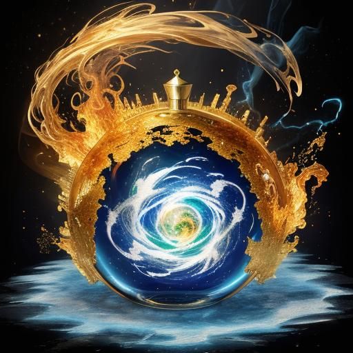 Elements Swirling in a Bottle with Diamond Hat