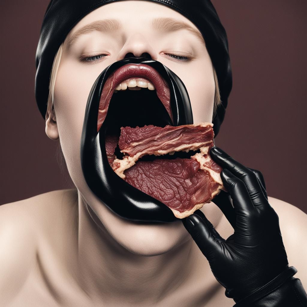 Pale Woman with Black Object: Vulgar Image