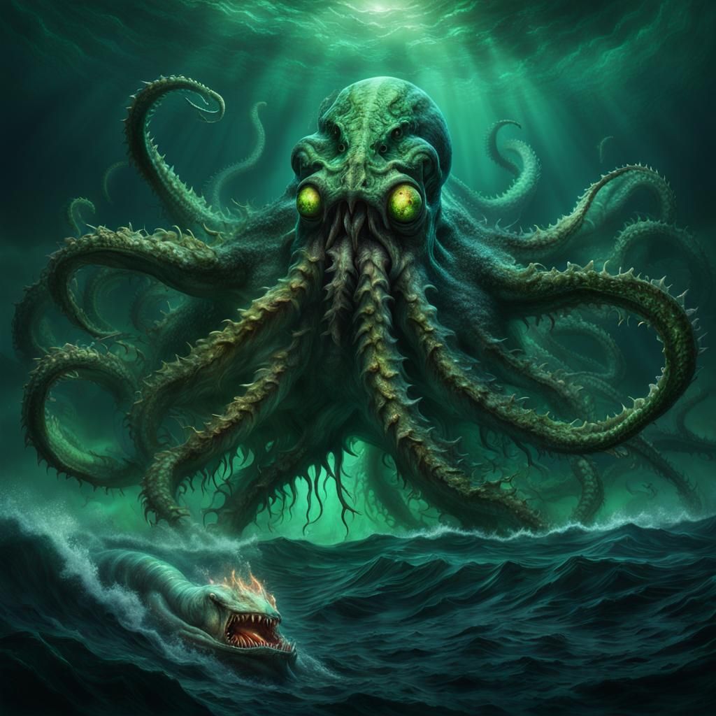 Cinematic Kraken in the Deep Ocean