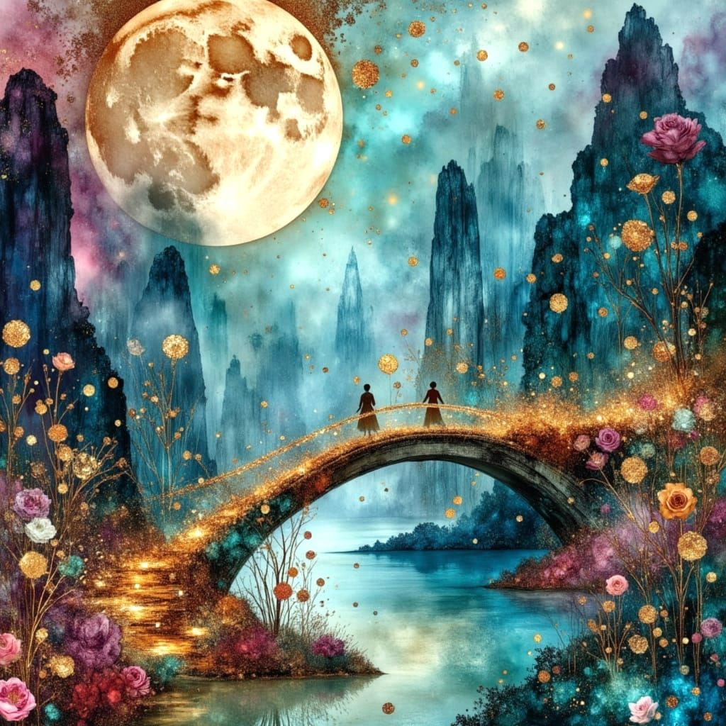 Whimsical Misty Valley with Shining River and Agarthan Light...