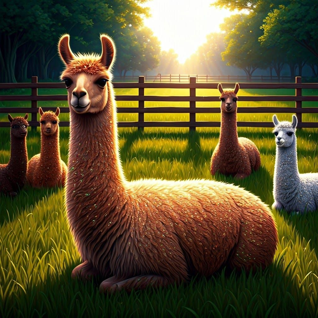 Metallic Llamas on a Sun-Drenched Farm