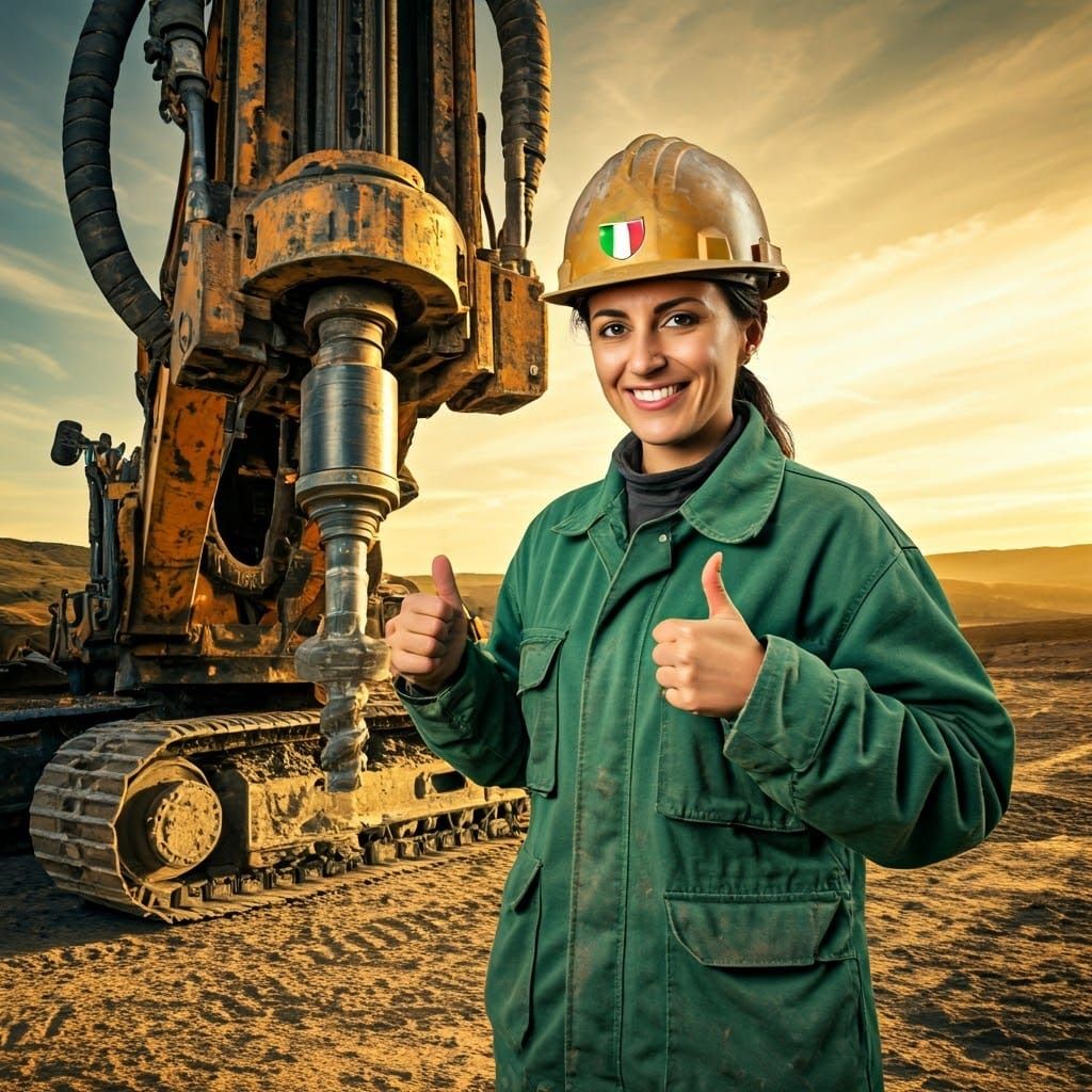 Confident Italian Geologist in a Vibrant Landscape