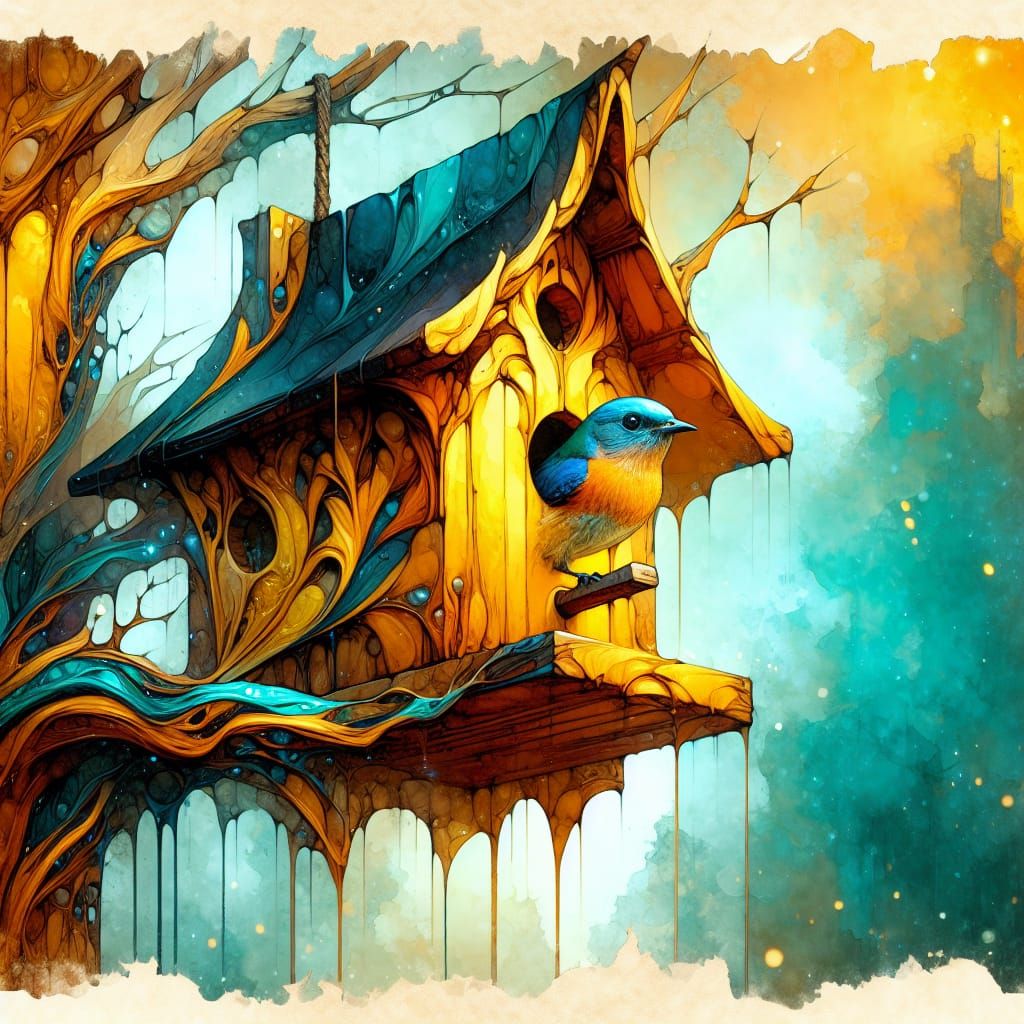 Dreamy Bluebird in Watercolor Wonderland