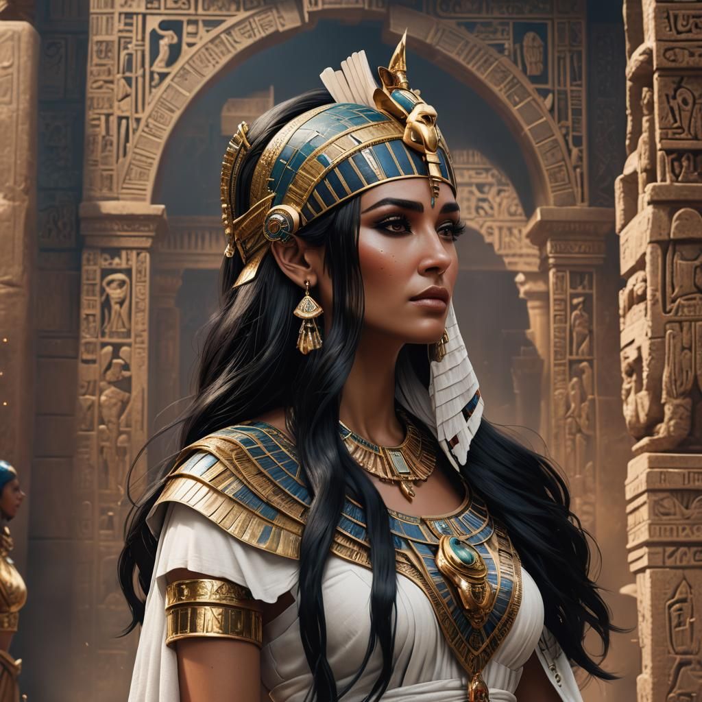 Cleopatra Portrait in Profile, Realistic Matte Painting