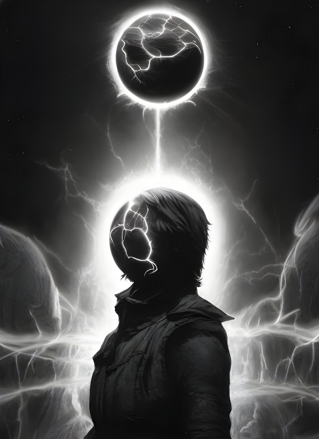 Monochrome Energy Orb in Space, Detailed Render