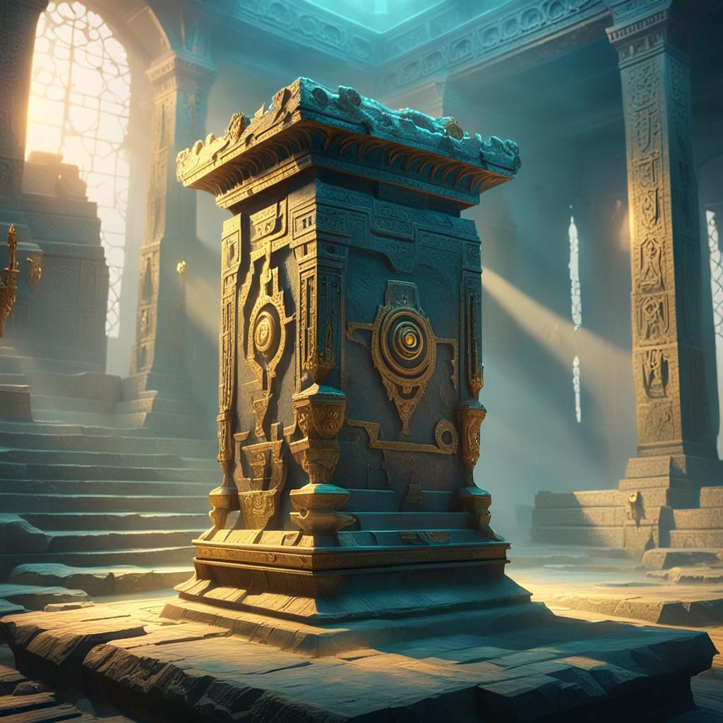 Cursed Artifact in Misty Temple: Fantasy Concept Art