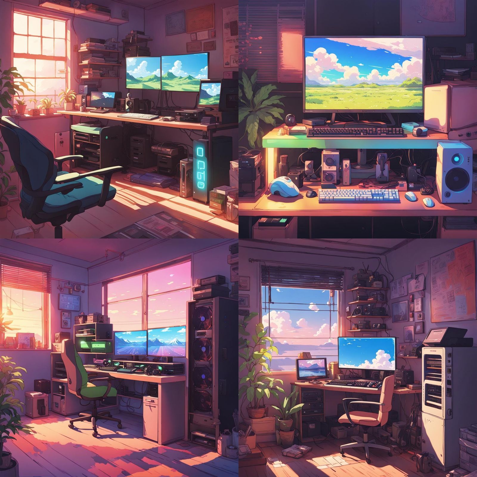 Colorful Lo-Fi Gaming PC in Anime Style