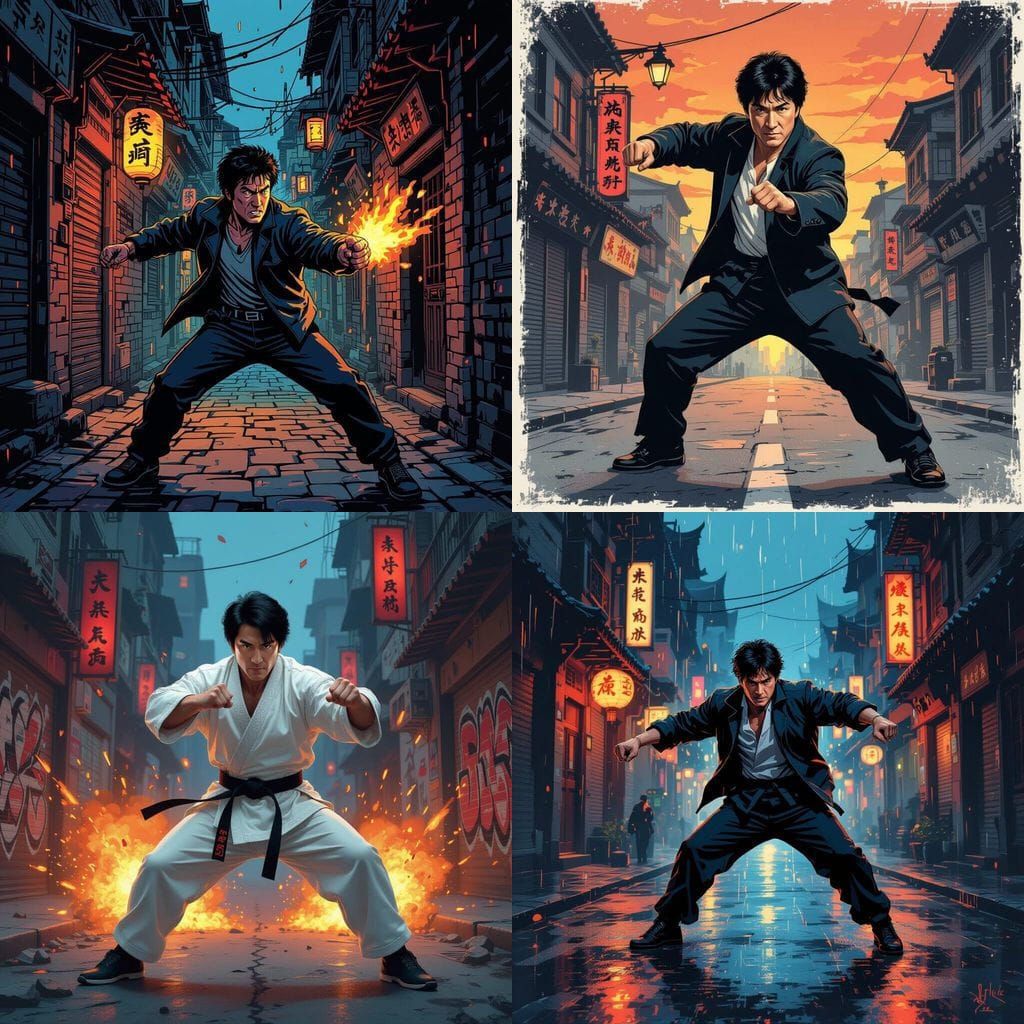 Jackie Chan in Tim Burton Style Street Art