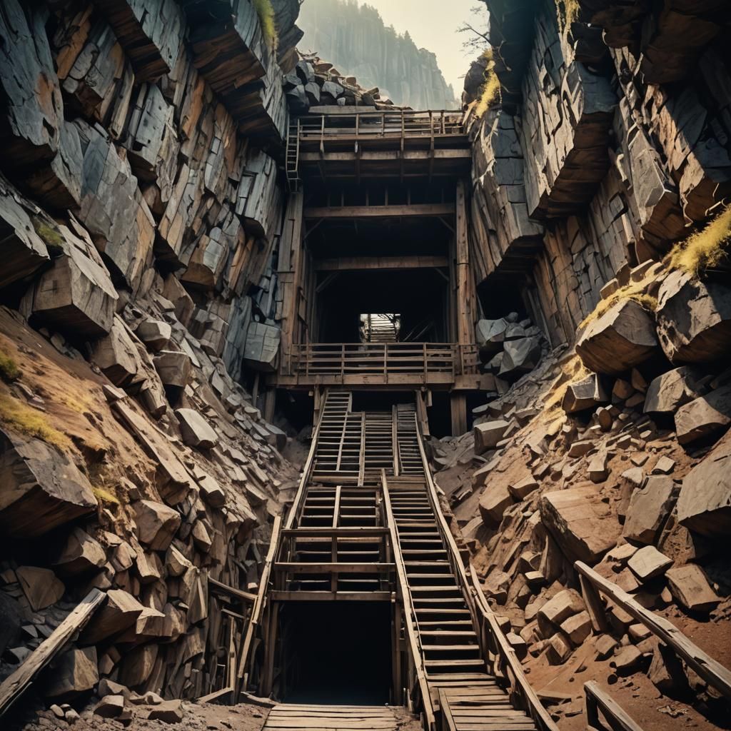 Dramatic Mineshaft Entrance, Cinematic Film Still