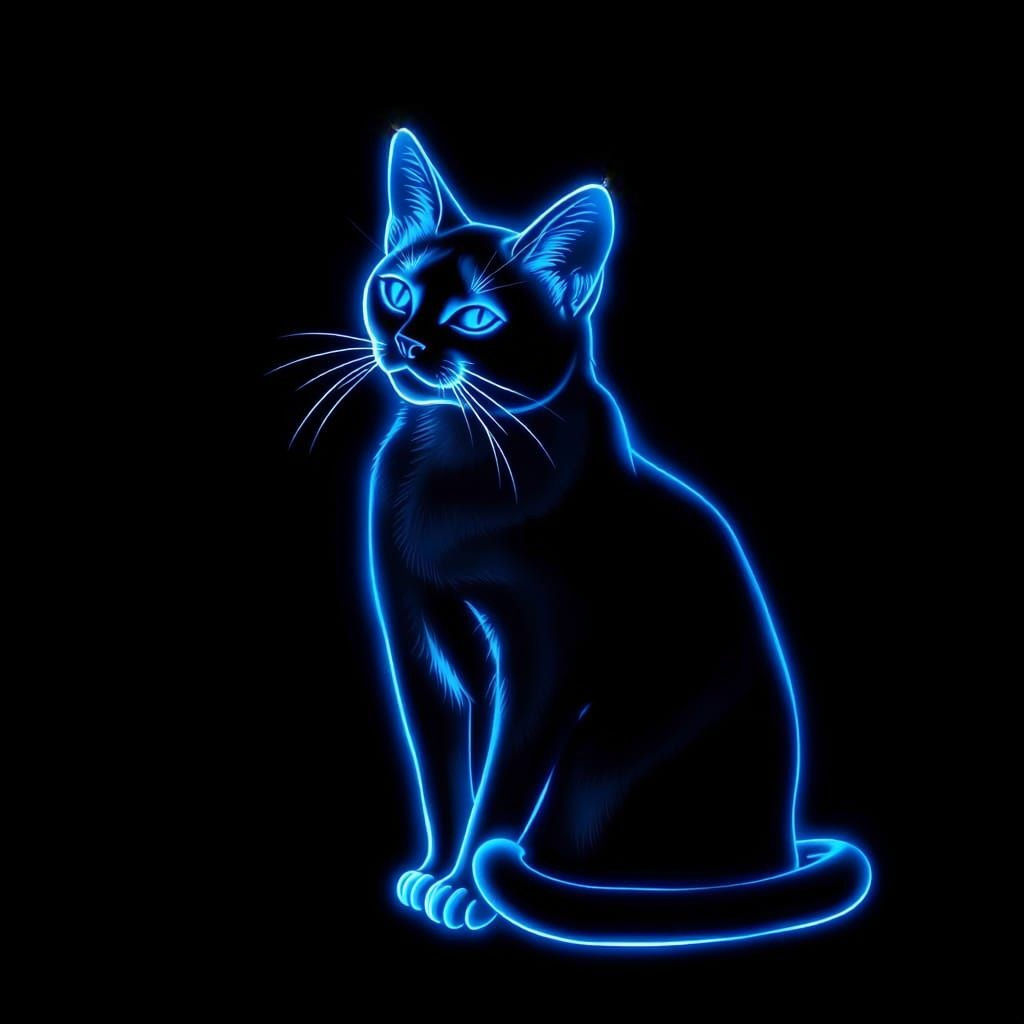 Glowing Feline Form in Futuristic Neon