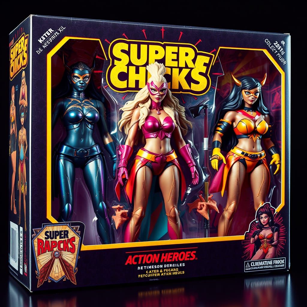 Collectible Action Figure Box Art: Superhero Women from Arou...