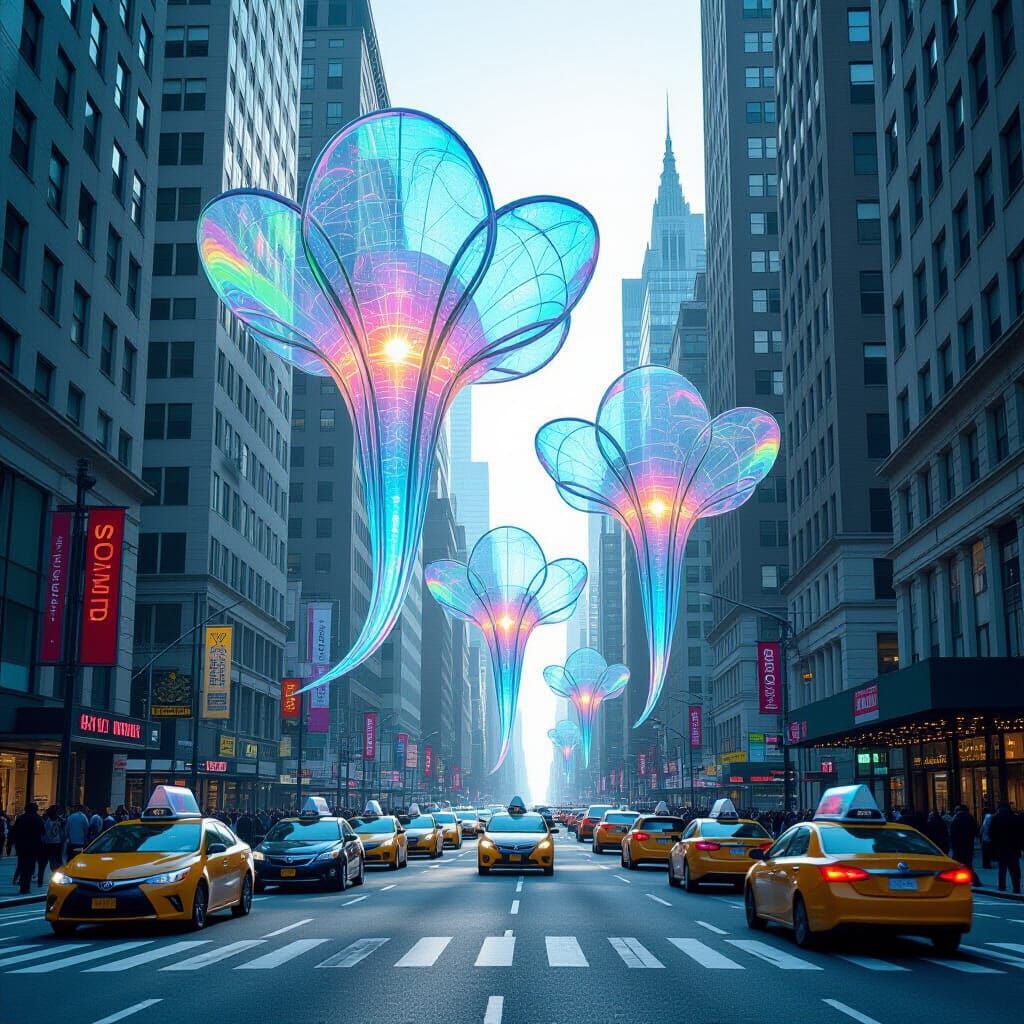 Dystopian Alien Plants Emerge in Times Square