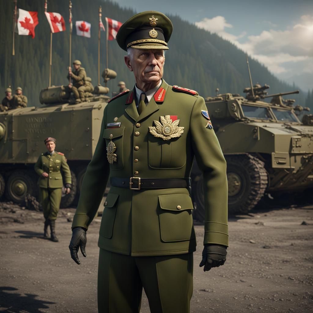 Canadian Army General in Detailed Matte Painting